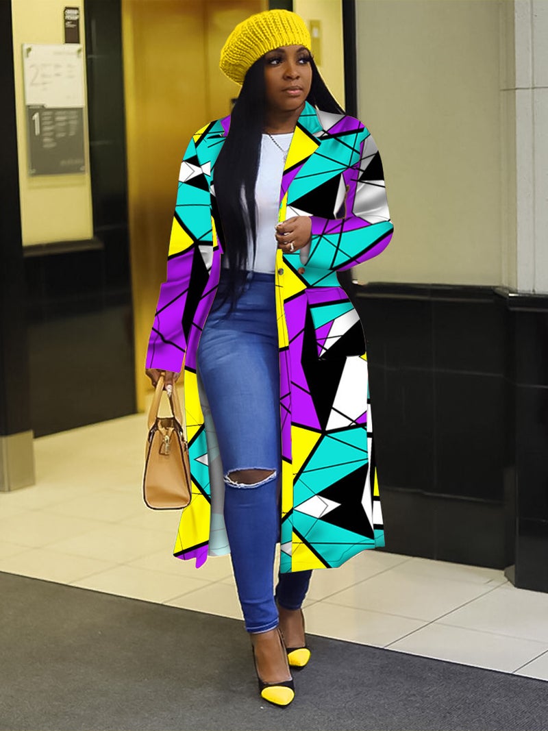Double Breasted Plaid Print Jacket multi-color - Image 3