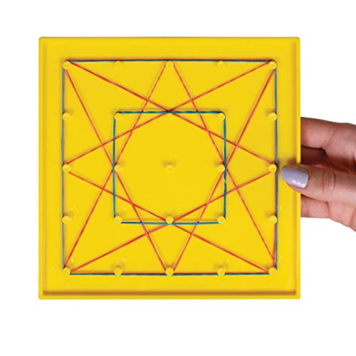 edxeducation Double-Sided Geoboards - 5 x 5 Grid/24 Pin Circular Array - Set of 6 - Includes Rubber Bands - Ideal for Ages 5+ - Geometry Math Manipulative - Teach Angles and Symmetry - Image 2