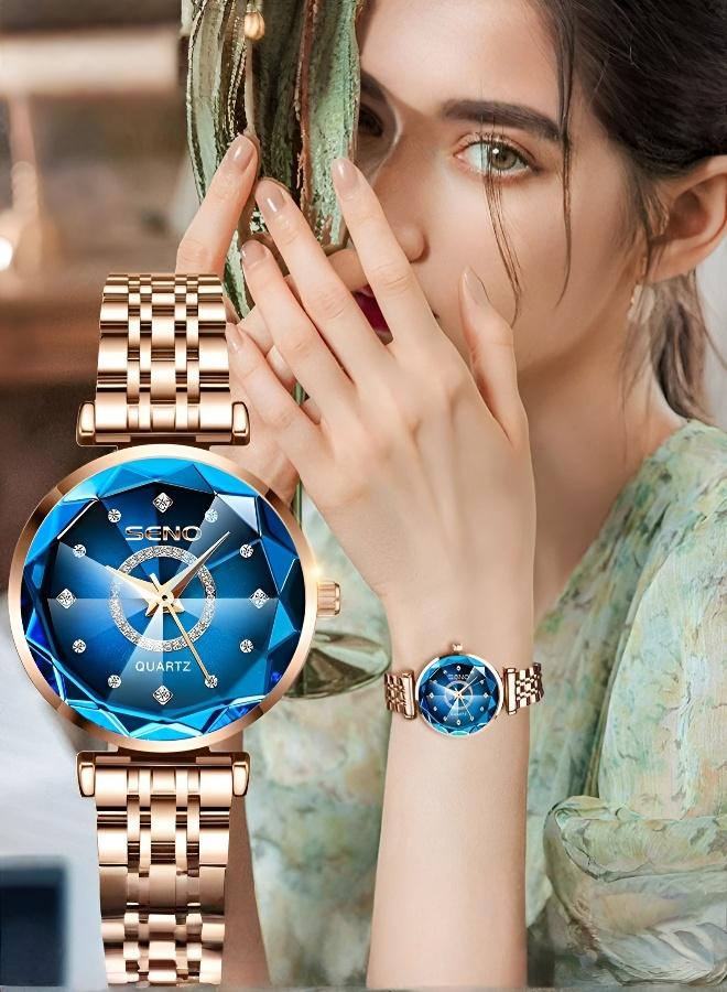 SENO Trendy Starry Ocean Heart Women's Watch | Dazzling Faceted Crystal - Image 4
