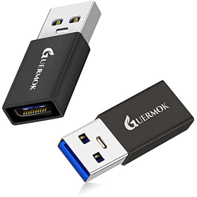 Guermok USB C TO USB ADAPTER 3.0(2-PACK), USB C FEMALE TO USB MALE ADAPTER COMPATIBLE WITH IPHONE13 14 15 PRO MAX, IPAD LAPTOPS PC POWER BANKS AND MORE USB-A DEVICES, 5GBPS & FAST CHARGING - Image 1