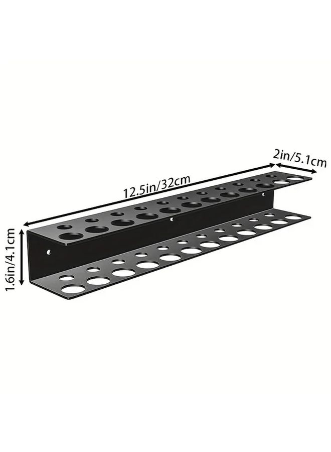 Black Wall Mounted Screwdriver Organizer Tool Storage Rack With Multiple Compartments - Image 3