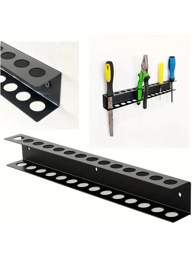 Black Wall Mounted Screwdriver Organizer Tool Storage Rack With Multiple Compartments - Image 5