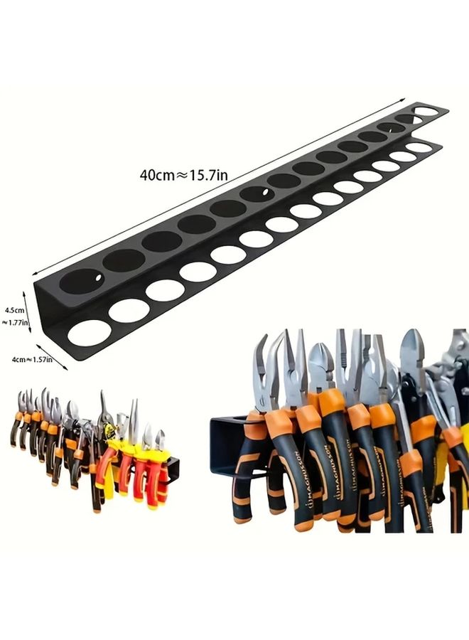 Black Wall Mounted Screwdriver Organizer Tool Storage Rack With Multiple Compartments - Image 4
