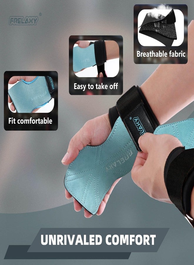 Frelaxy Lifting Wrist Straps Women and Men, Weight Lifting Grips with Cushion Wrist Loop, Double Layer Leather and Storage Pouch, Gym Workout Straps for Deadlift and Powerlifting (Lake Blue) - Image 5