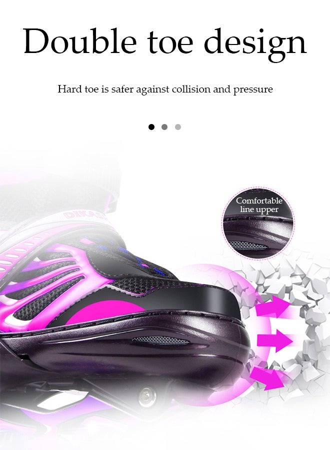 DUNISO زلاجات أطفال, زلاجات أطفال على شكل خط, مع عجلات مضيئة LED, حجم قابل للتعديل, مقاومة للصدمات والتآكل, مناسبة للأولاد والبنات, مناسبة للأحجام من 34 إلى 37 - Image 5