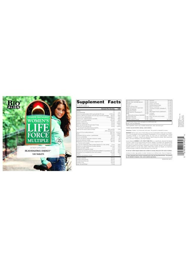 Source Naturals Wonmen's Life Force Mutiple, Dietary Supplement Rejuvenating Enegry* - 180 Tablets - Image 4