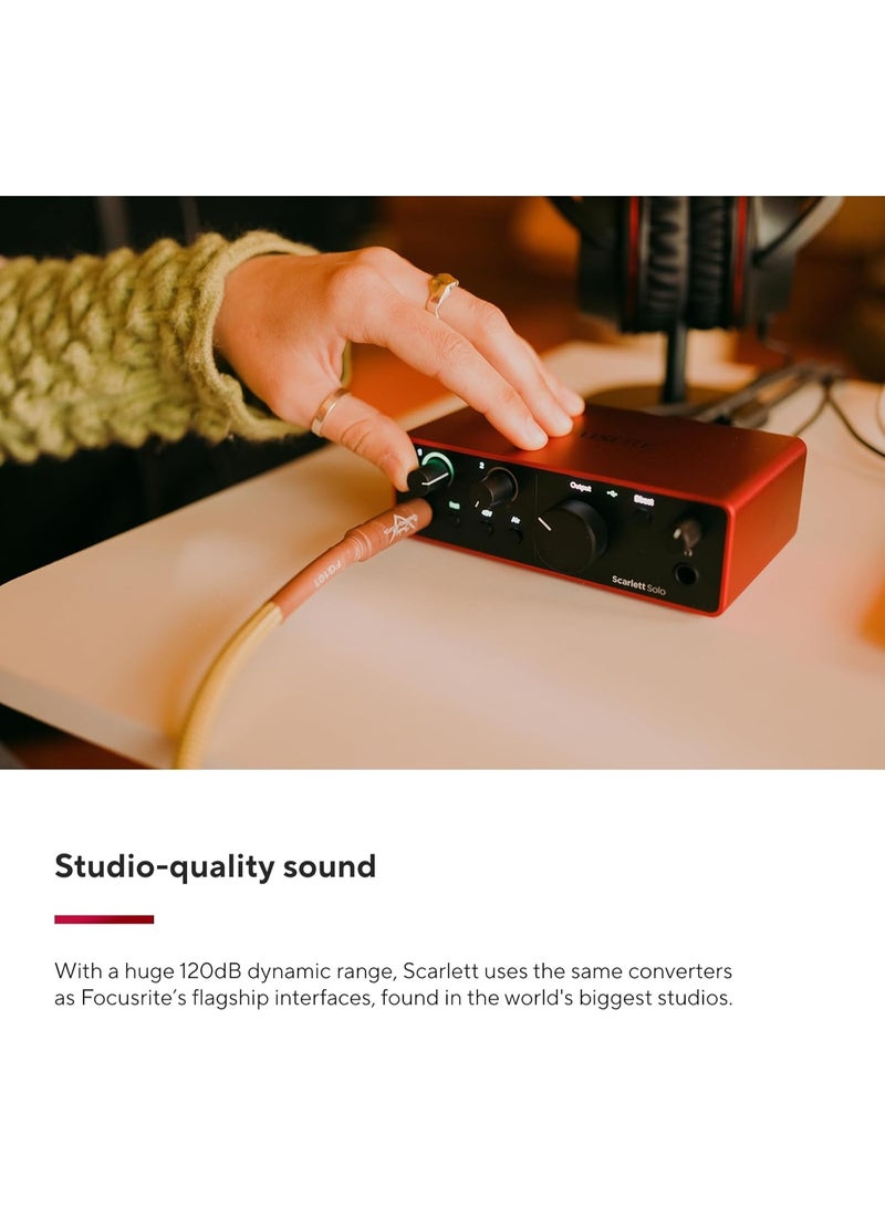 Focusrite Scarlett Solo 4th Gen USB Audio Interface with Software Suite Bundle with H&A 10ft XLR Microphone Cable for Recording Studio, Podcast, Streaming, and Music Production - Image 4