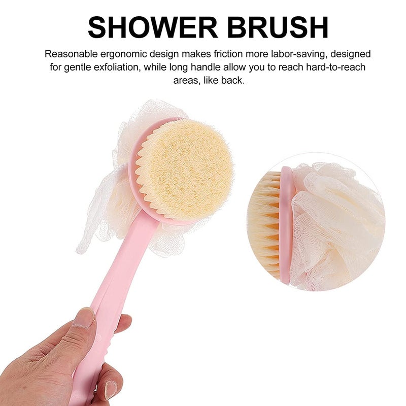 PPK24X9 PPK 24X9 2in1 Body Bathing Brush with Soft Bristles Loofah Back Scrubber Long Handle Loofah Body Back Scrubber Brush Massage Brushbath scrubber for body Exfoliating and Cleansing Long Handle Shower bath Brush for Smooth Glowing Skin for men women  - Image 2