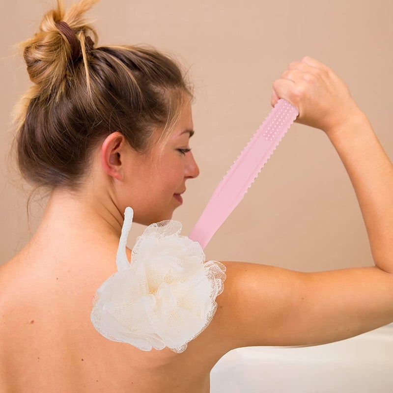 PPK24X9 PPK 24X9 2in1 Body Bathing Brush with Soft Bristles Loofah Back Scrubber Long Handle Loofah Body Back Scrubber Brush Massage Brushbath scrubber for body Exfoliating and Cleansing Long Handle Shower bath Brush for Smooth Glowing Skin for men women  - Image 4