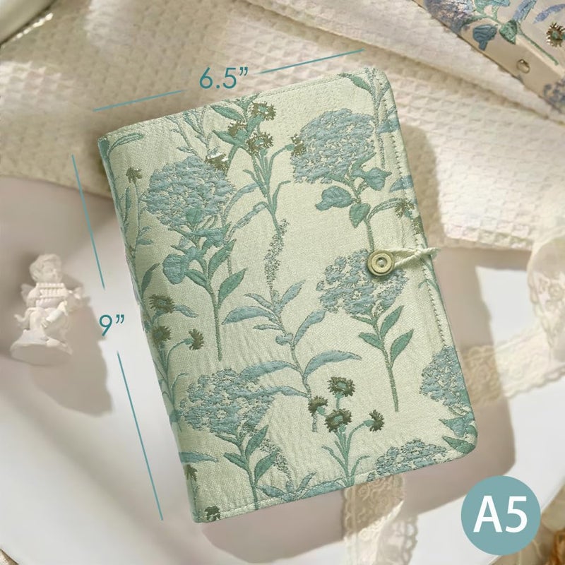 ipoul Journal for Women, Flower Embroidery Refillable Journal, A5 Binder 6 Ring, Budget Binder, Planner Binder, Refillable Notebook, Travel Diary, Gift for Friends Female, Blue Forget-me-not - Image 3