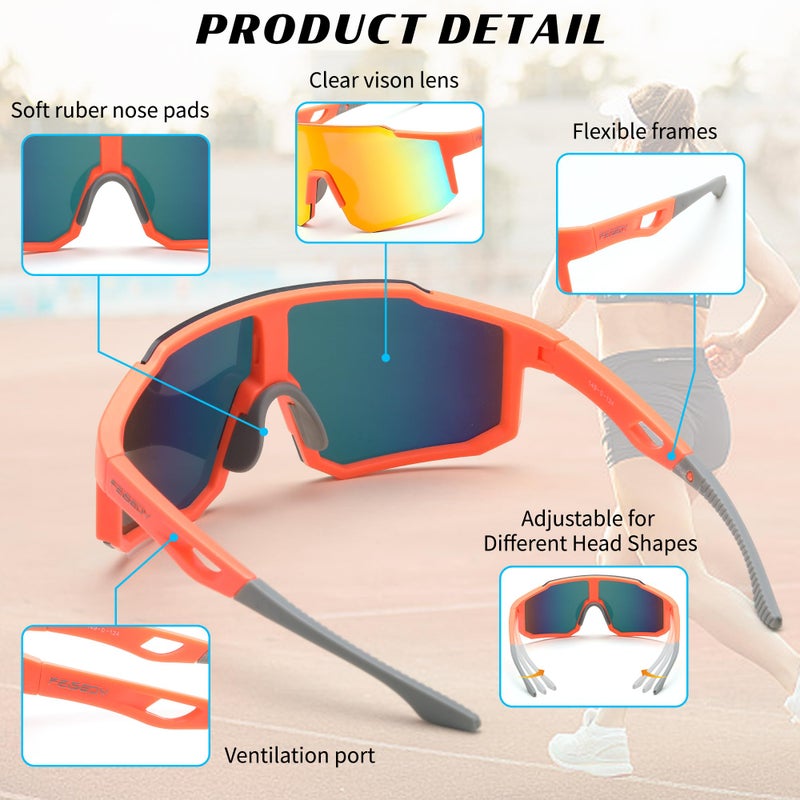 FEISEDY Sports Sunglasses Mens Women Baseball Biking Cycling Sunglasses for Teens UV400 Protection B2388 - Image 4