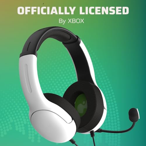 PDP Gaming AIRLITE Headset with Noise-Cancelling Mic, Licensed Microsoft Series X|S, Xbox One Accessories, PC/Windows 10/11, Lightweight Wired Power Stereo Headphones - White - Image 2