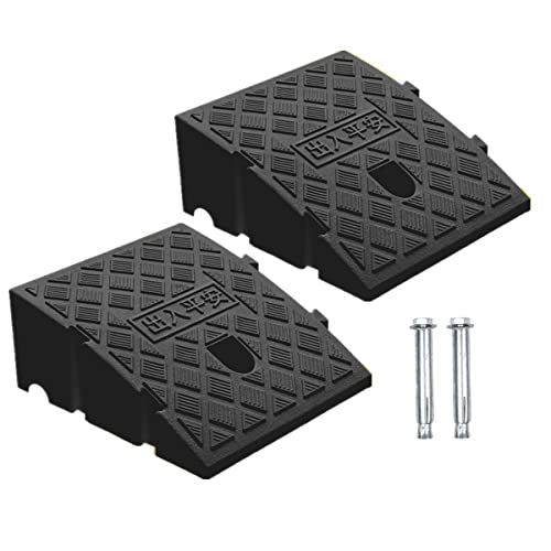 Deshitong 2Pack Curb Ramp Black Color with one Large Hose Hook Portable Lightweight Heavy Duty Plastic Driveway Curb Ramps for Low CarsMotorcycle RampCurb Ramps 276 inch High - Image 1
