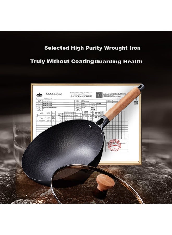 Wok, Suitable For Gas Stove And Induction Cooker, Non-stick With Hammered Titanium Iron Surface, 30cm - Image 3