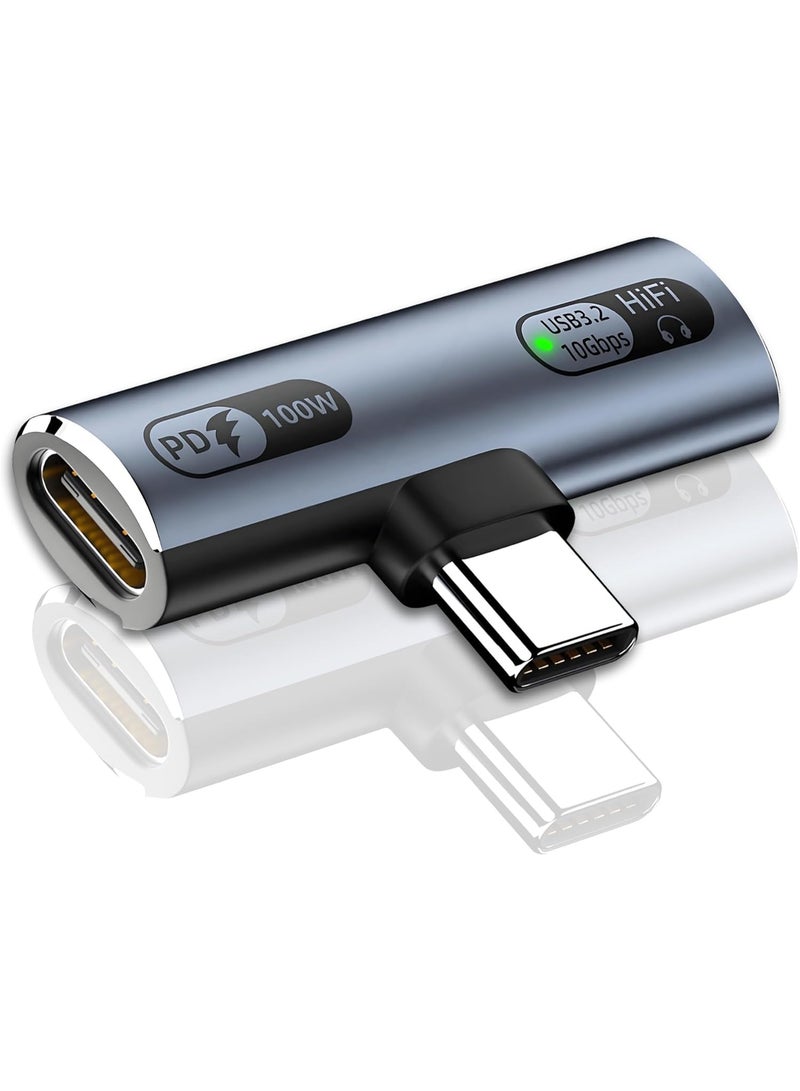 انسجام محول USB-C 2 في 1 مع شحن سريع 100 وات موزع USB-C مزدوج للسماعات والشحن متوافق مع iPhone 15/16/17 MacBook iPad Galaxy S24/S23 - Image 1