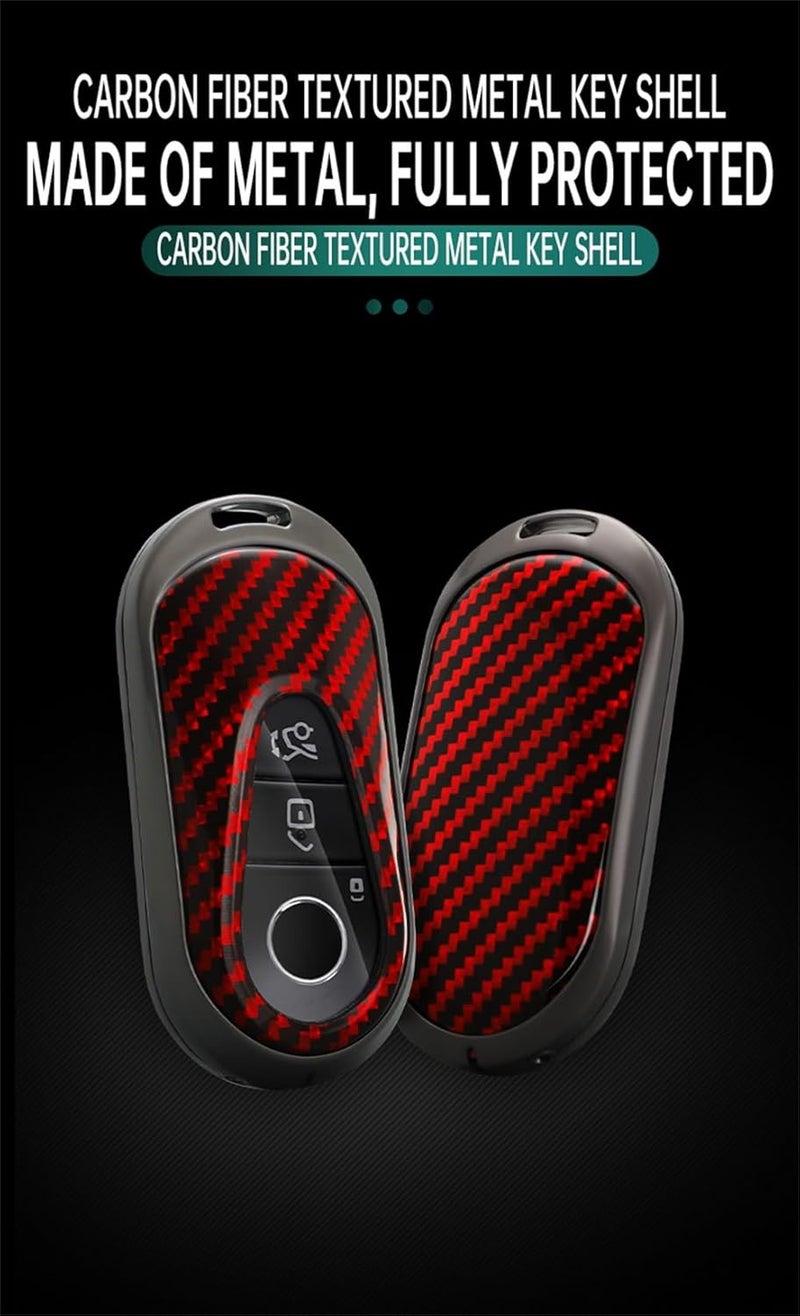 KUNIO Keyless Key Case for Mercedes Benz C Class W206 S Class W223 C200 GLC 2020-2023 - Red Carbon Fiber Design - Image 4