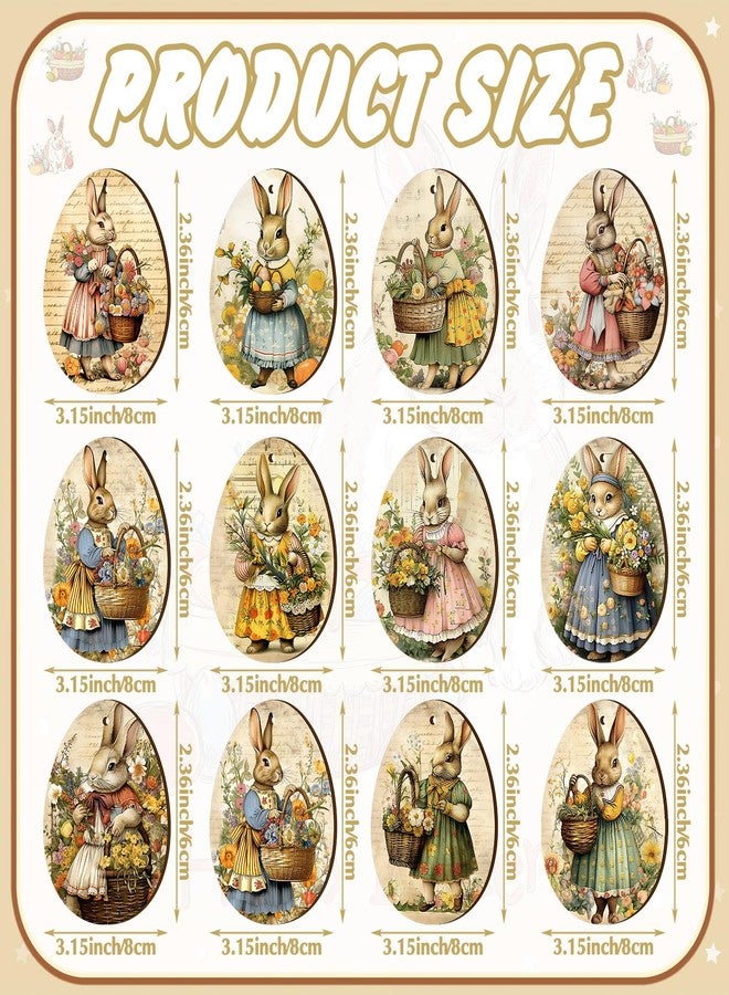 Yookeer مجموعة يوكير من 36 قطعة من زينة عيد الفصح الخشبية مع حبل لتعليق البيض على شجرة عيد الفصح الخشبية، لتزيين المنزل - Image 3