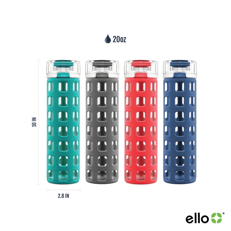 Ello زجاجة ماء إليو سينديكيت مع غطاء قابل للفتح بلمسة واحدة، رمادي، 20 أونصة - Image 3