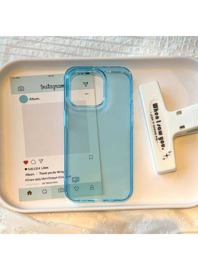 NIBEMINENT High Transparency Material Protective TPU Case Cover For iPhone 15 Pro, Sky Blue