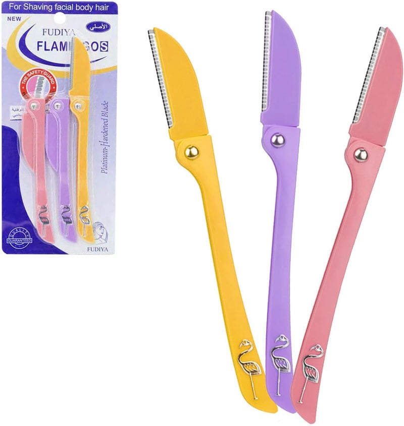 FUIN Eyebrow Razors for Women, Foldable Eyebrow Shapers, Trimmer Dermaplaning Tool for Safe and Easy Facial Hair Removal Exfoliating Face Facial Hair Removal and Body Shaving, 3PCS - Image 1