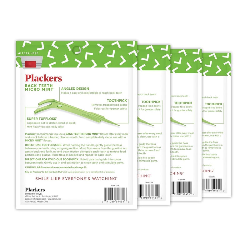 Plackers Back Teeth Micro Mint Dental Flossers, Delicious Mint Flavor, Provides Easy Access for Back Teeth, Built-in Protected Pick, Easy Storage, 75 Count, Pack of 4 - Image 5