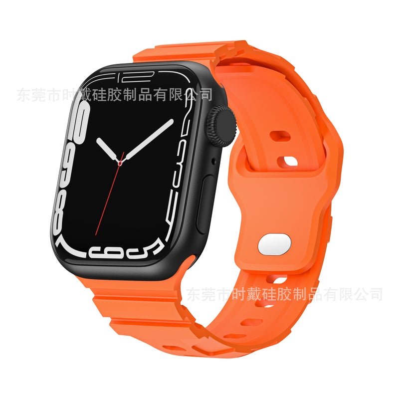 New Breathable Sweat-Proof Silicone Band for Apple Watch 1-8/Ultra Orange 42/44/45/49
