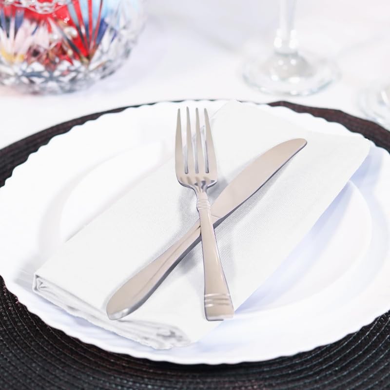 SEM B GRA 12 Pack Snowy White Cloth Napkins 18x18 Inches 100 Cotton Dinner Napkins with Hemmed Edges Washable Napkins Ideal for Parties Weddings and Dinners - Image 4