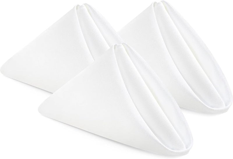 SEM B GRA 12 Pack Snowy White Cloth Napkins 18x18 Inches 100 Cotton Dinner Napkins with Hemmed Edges Washable Napkins Ideal for Parties Weddings and Dinners - Image 1