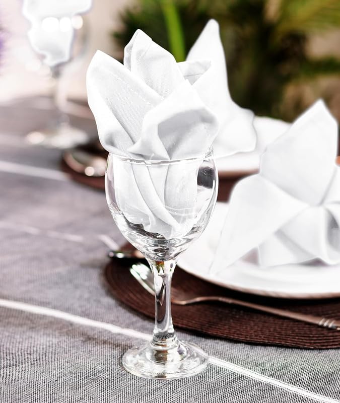 SEM B GRA 12 Pack Snowy White Cloth Napkins 18x18 Inches 100 Cotton Dinner Napkins with Hemmed Edges Washable Napkins Ideal for Parties Weddings and Dinners - Image 3