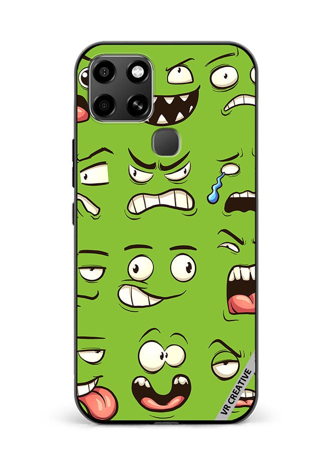 VR CREATIVE Protective Case Cover For Infinix Smart 6 Green Faces Design Multicolour - Image 1
