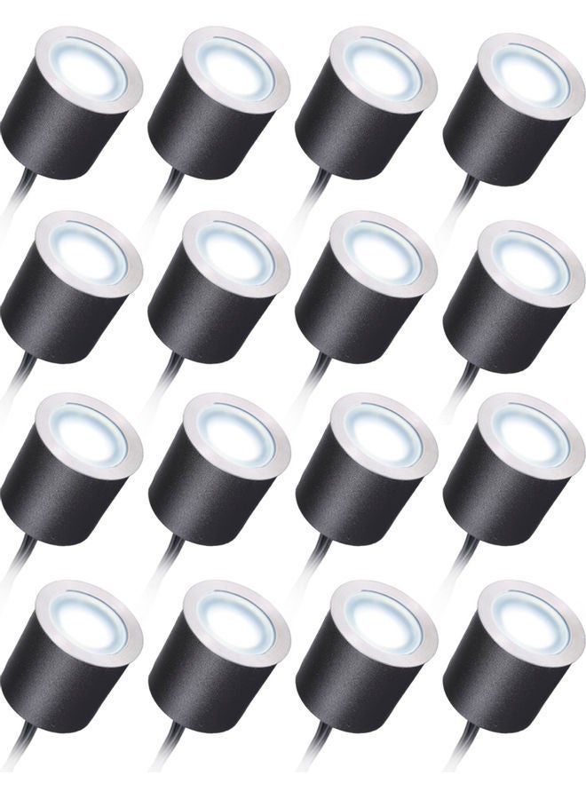 NIBEMINENT 16 Piece IP67 Waterproof Low Voltage Recessed LED Deck Lights White - Image 1