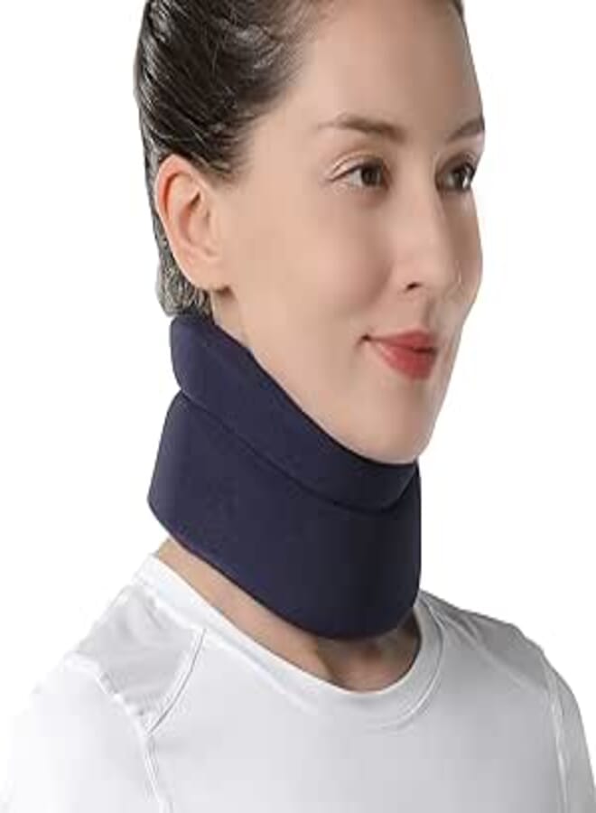 VELPEAU Neck Brace -Foam Cervical Collar - Soft Neck Support Relieves Pain & Pressure in Spine - Wraps Aligns Stabilizes Vertebrae - Can Be Used During Sleep (Comfort, Blue, Small, 2.75″)