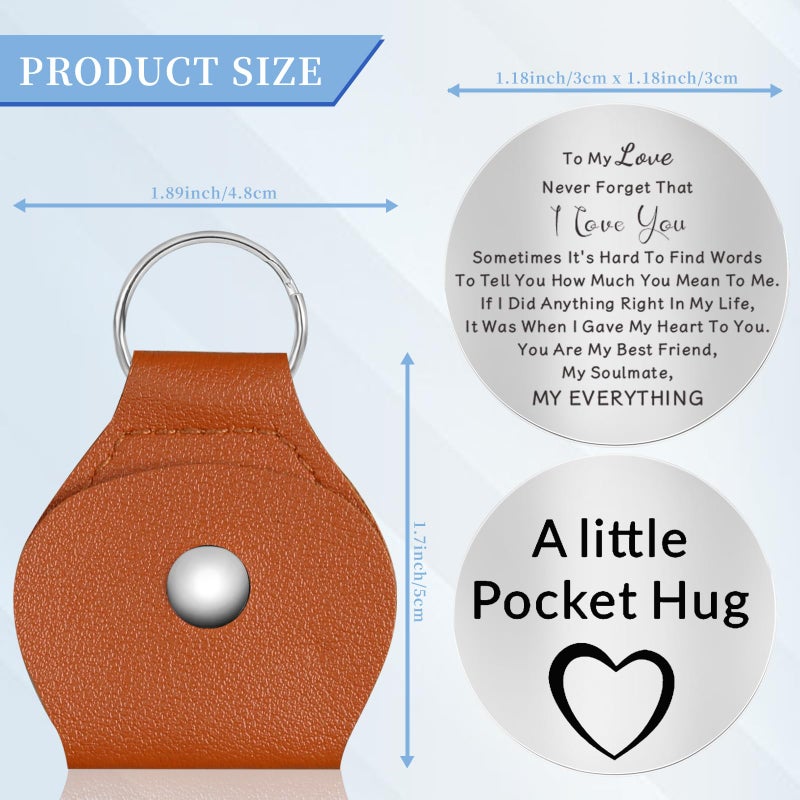 Chambom Pocket Hug Token - Long Distance Relationship Keepsake, Christmas Gift Inspirational Gifts Friends Gifts Graduation Gift Father's Day Mothers Day for Mom with Keychain, Stainless Steel Double-sided - Image 3