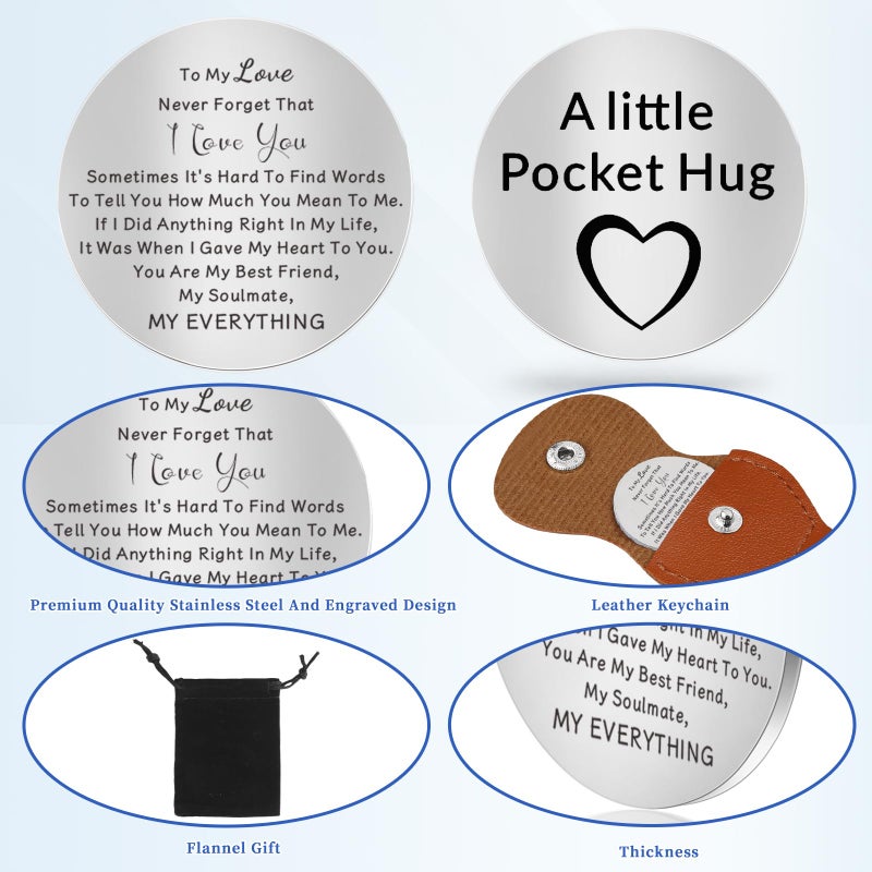 Chambom Pocket Hug Token - Long Distance Relationship Keepsake, Christmas Gift Inspirational Gifts Friends Gifts Graduation Gift Father's Day Mothers Day for Mom with Keychain, Stainless Steel Double-sided - Image 4