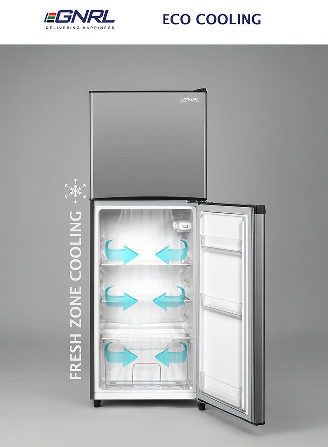 EGNRL 195L Gross/127L Net Capacity, Double Door Refrigerator, EGR195S | Fast Cooling, Energy Saving & Low Noise |Recessed Handle, R600A, Inside Condenser, Dark Silver Color, One Year Warranty - Image 2