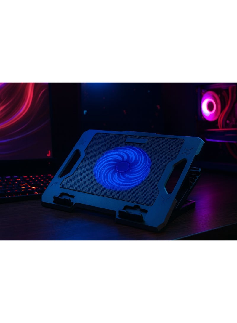 Gamma GT-89 Laptop Cooling Pad with 140mm Fan and LED Lighting - 5 Height Adjustment Levels - Suitable for up to 17-inch Laptops - 2 USB Ports - Image 4