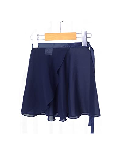 Daydance Navy Girls Ballet Skirts Wrap Kids Dance Skirts with Waist Tie for Leotards - Image 4