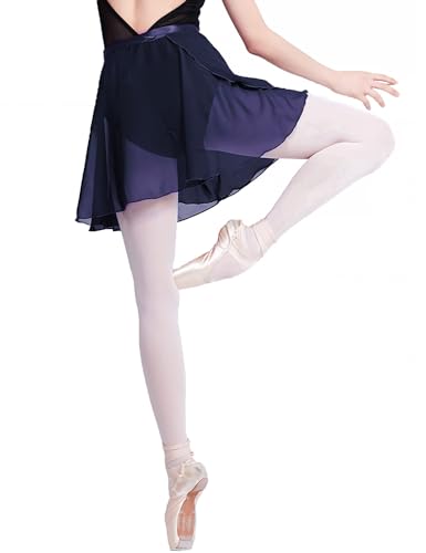 Daydance Navy Girls Ballet Skirts Wrap Kids Dance Skirts with Waist Tie for Leotards - Image 2