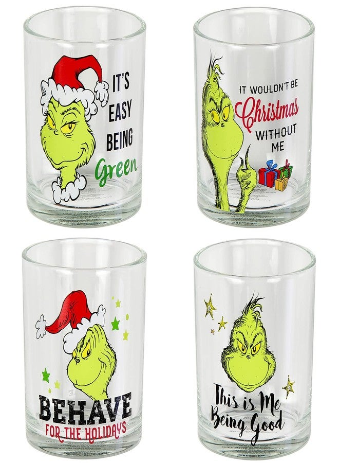 Bioworld Dr. Seuss GRINCH Drinking Glasses Set Of 4 10 Oz. (295 ml.) - Image 1