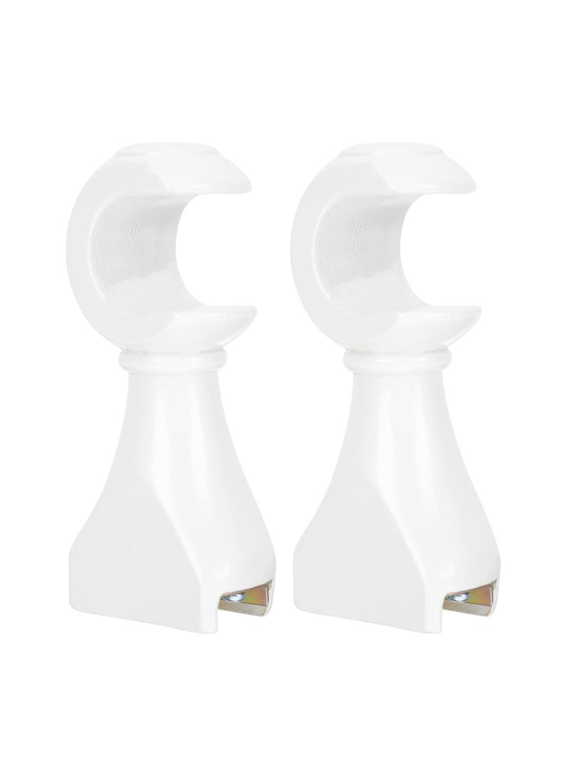 2Pcs Curtain Holder Wooden Curtain Rod Brackets Wall Heavy Duty Drapery Rod Holders Wood Curtain Rod Hooks Hardware Drapes Rack White Curtain Hooks - Image 1