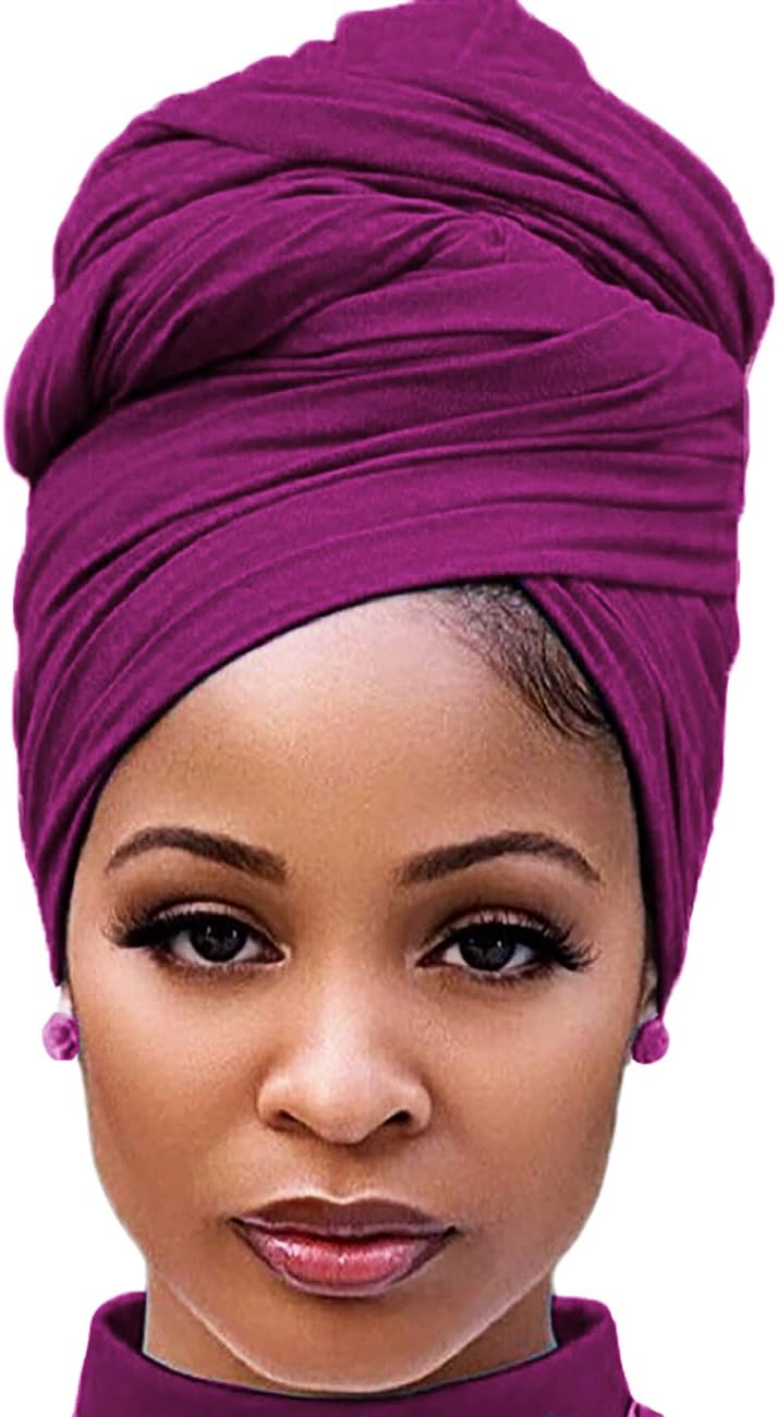 Harewom Head Wraps for Black Women Stretch Head Scarf Long African Hair Wraps Turban Headwraps Jersey Headbands - Image 1