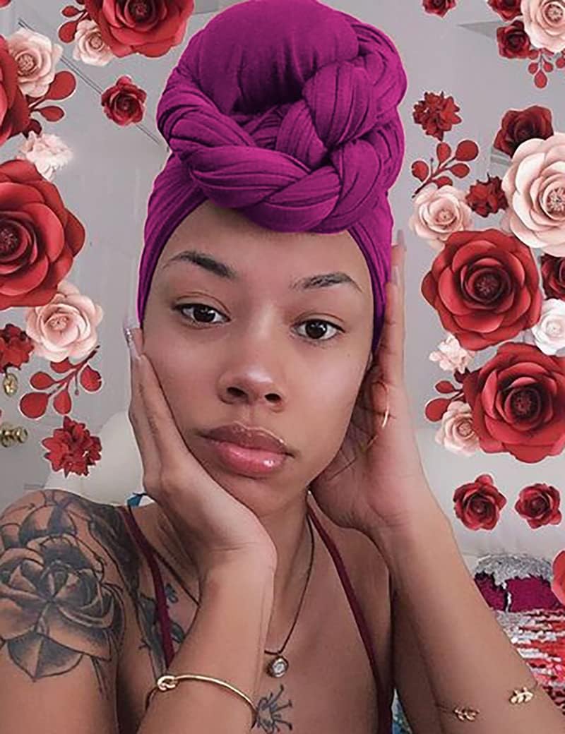 Harewom Head Wraps for Black Women Stretch Head Scarf Long African Hair Wraps Turban Headwraps Jersey Headbands - Image 4