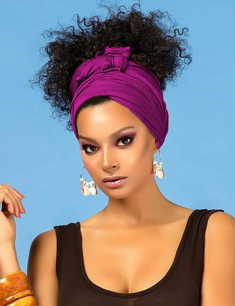 Harewom Head Wraps for Black Women Stretch Head Scarf Long African Hair Wraps Turban Headwraps Jersey Headbands - Image 5