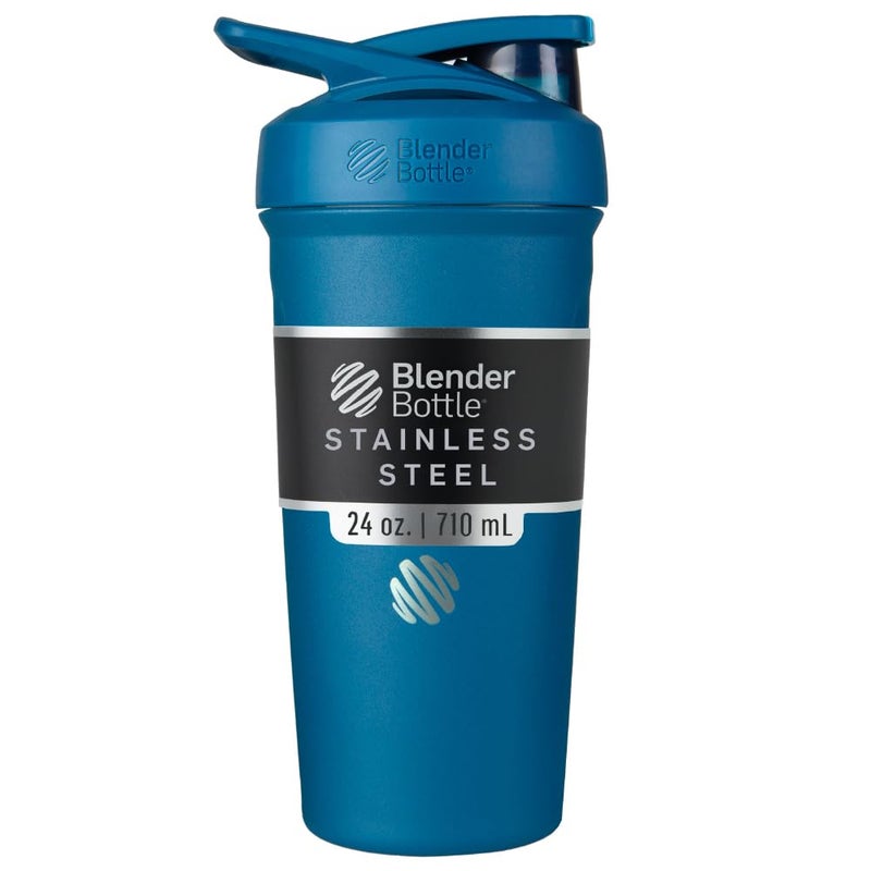 BlenderBottle زجاجة خلط بلندر بوتل سترادا معزولة من الفولاذ المقاوم للصدأ مع خفاقة سلكية، سعة 24 أونصة، زرقاء - Image 1