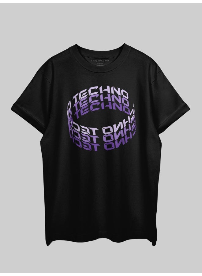 THREADCURRY Escaping Reality Oversized Drop Shoulder Cotton Loose Printed T-Shirt for Men - Image 2