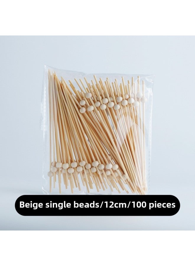 Disposable Fruit Fork Fruit Sticks Bamboo Sticks Flower Sticks Sugar-Coated Berry String Sticks Cocktail Sandwich Sticks Dessert Decoration-Color:Khaki Natural Color Single Plant 100  - Image 1