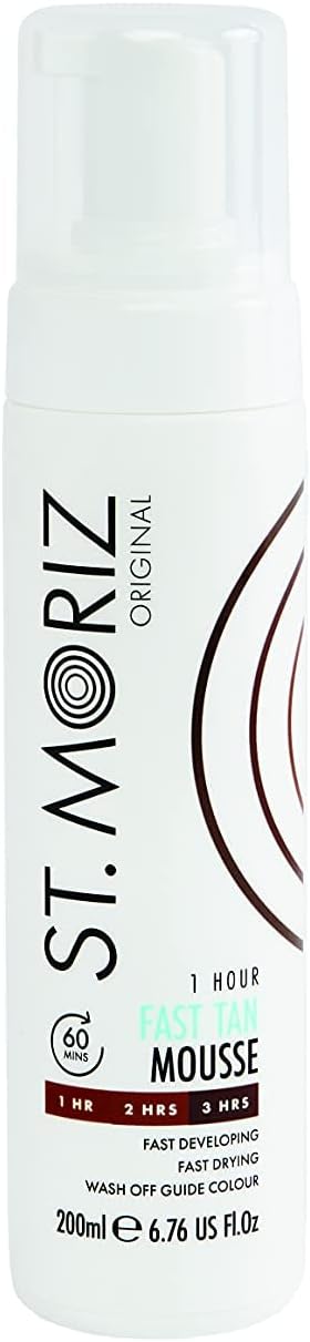 St. Moriz St Moriz Original 1 Hour Fast Tan Mousse Fast Drying Vegan Express Fake Tan 1 Hour for Light Glow 2 Hours for Medium Glow 3 Hours for Dark Glow 200ml - Image 1