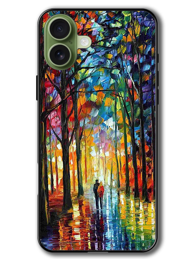Theodor Case Compatible with Apple iPhone 17 6.3 Inch Protection Shockproof Bumper Cover Colorful Art Couple - Image 1