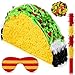Civaner Mini Taco Piata Mexican Decorations Taco Party Supplies Fiesta Cinco De Mayo Party Decorations with Wooden Stick Paper Blindfold Confetti Set for Adults Girls and Boys 158x 103 x 28 Inch - Image 4