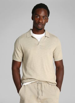CALVIN KLEIN Knitted Slub Texture Polo Short Sleeve Jumper  - Image 1
